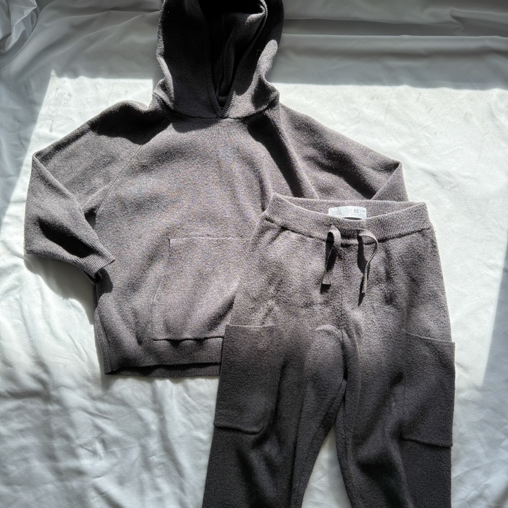 Zara Kids Hooded Knit Sweatshirt and Cargo Joggers